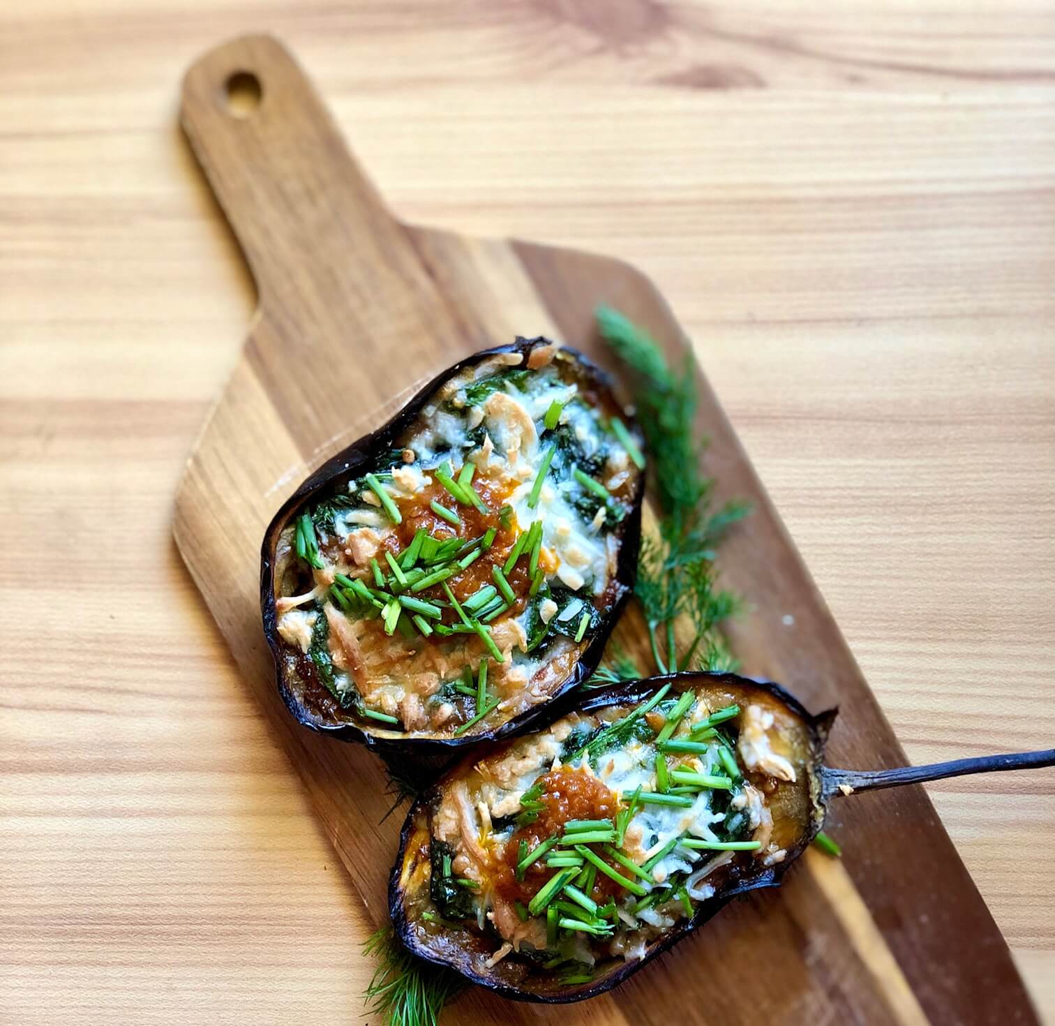 Spinach Stuffed Eggplants