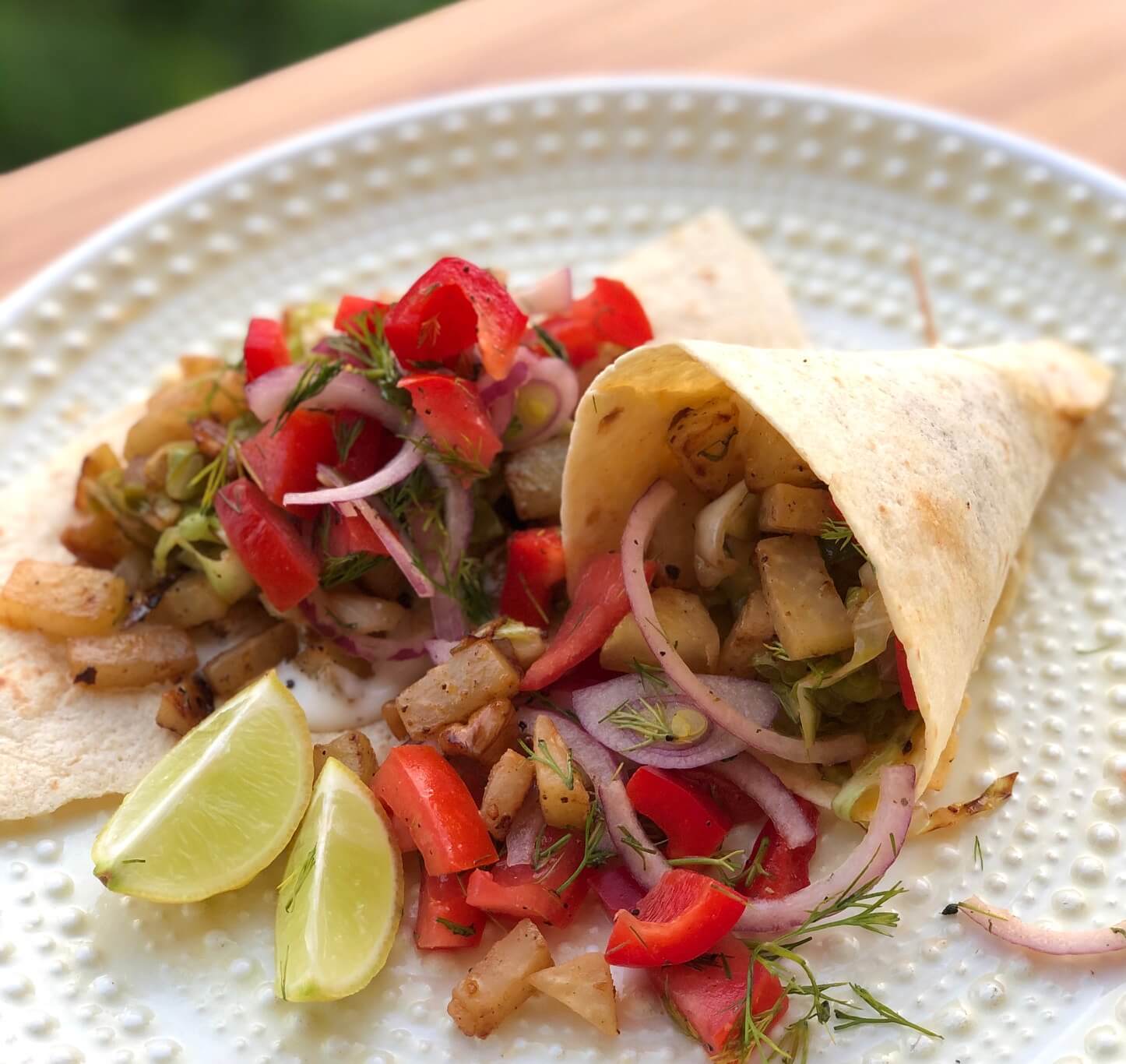 Kohlrabi & Cabbage Open Burrito